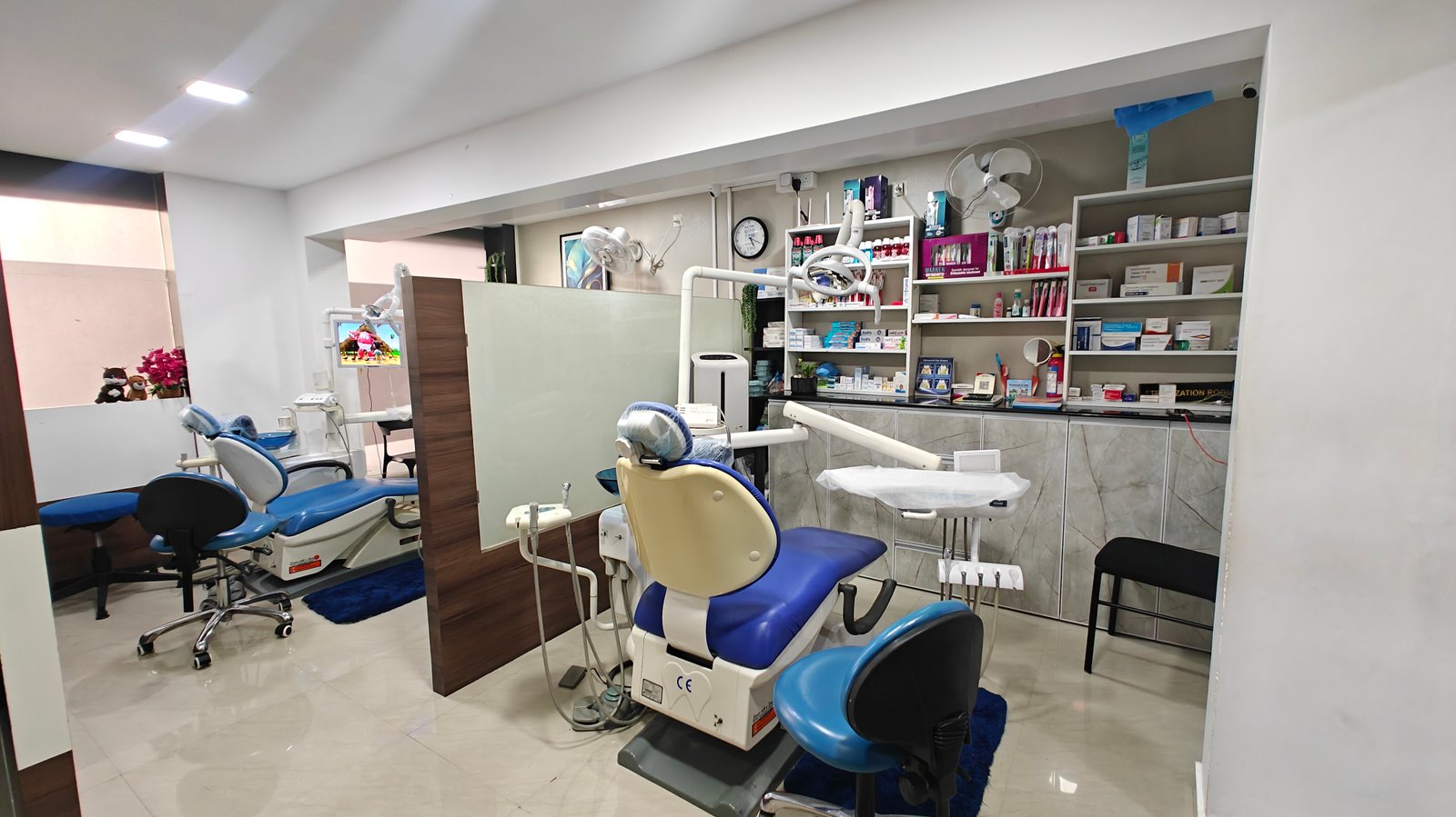 Bright dental clinic interior prepared for treatment